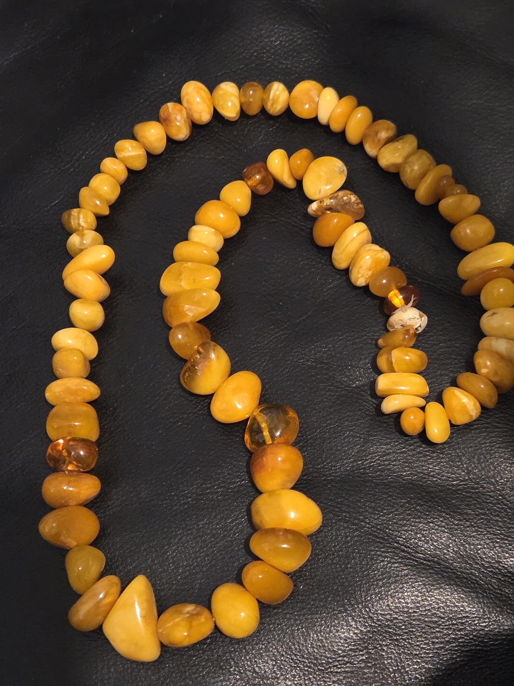 Genuine Baltic Amber Necklace - Natural Landscape Stone Beads.